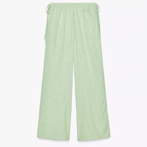 white + Green Striped Palazzo Pants